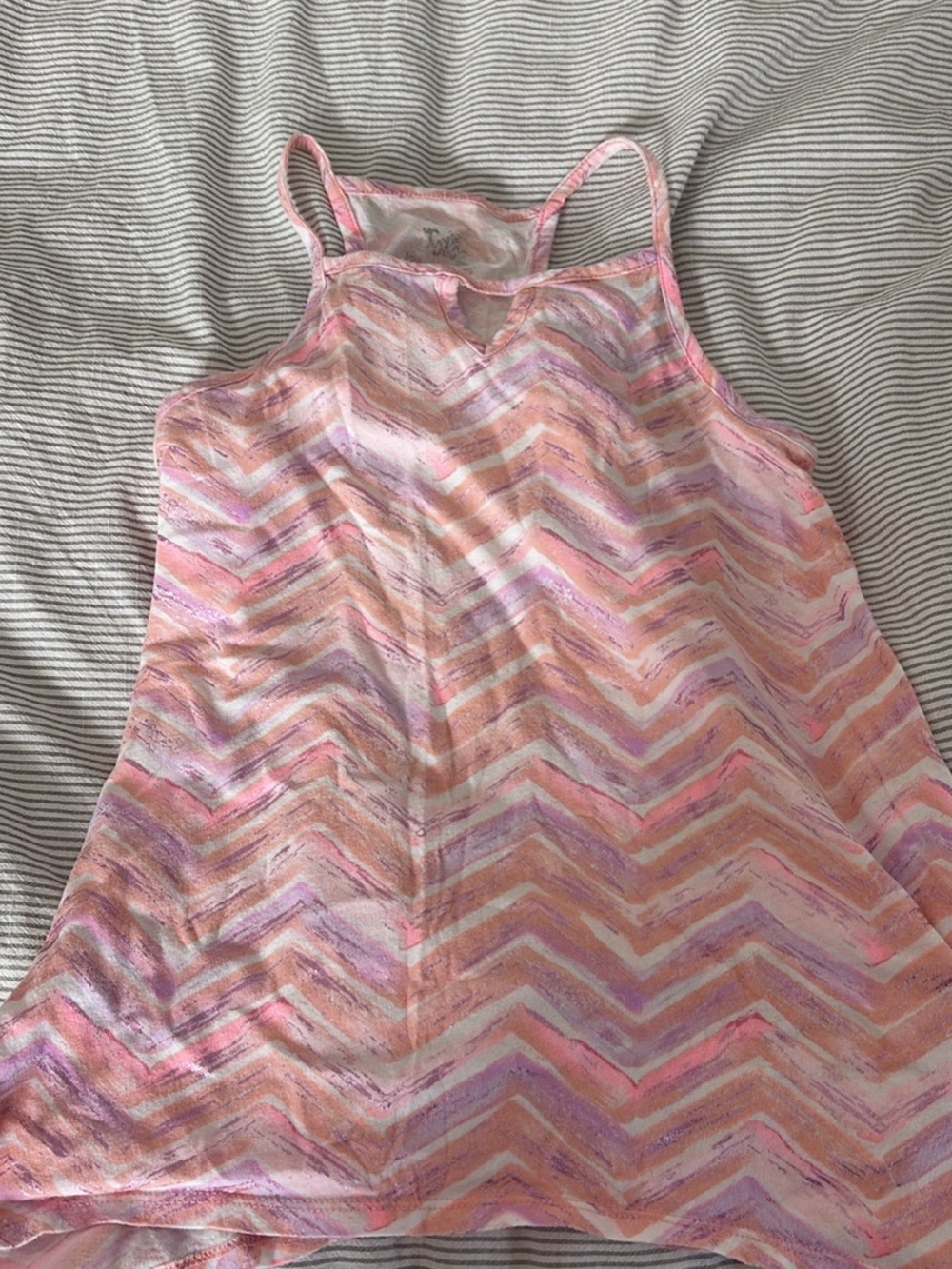 Justice Pink Peach Chevron Tank Top